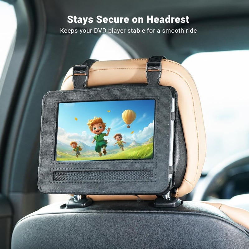 pofoto DVD Player Headrest Mount Holder Car Back seat Headrest Holder for Swivel & Flip Portable DVD Player, Suitable for 7.5 inch Player - Image 2